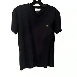 LACOSTE V-Neck Pima Cotton Navy Blue T-Shirt Men's Size Small